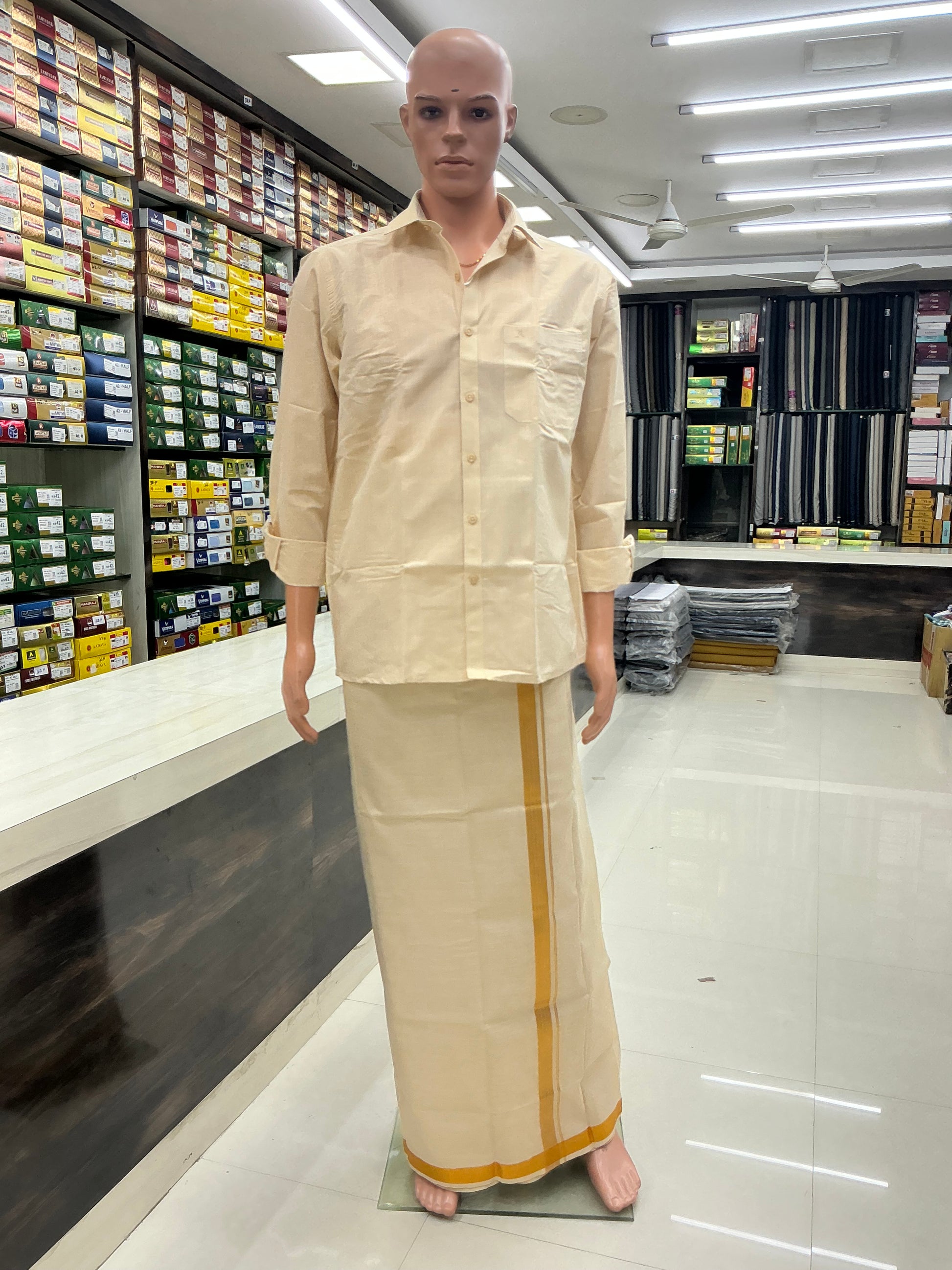Veshti Shirt Set-Tissue Fabric